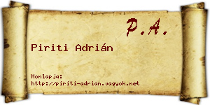 Piriti Adrián névjegykártya